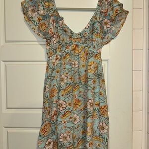 Floral Print Dress with Ruffled Sleeves